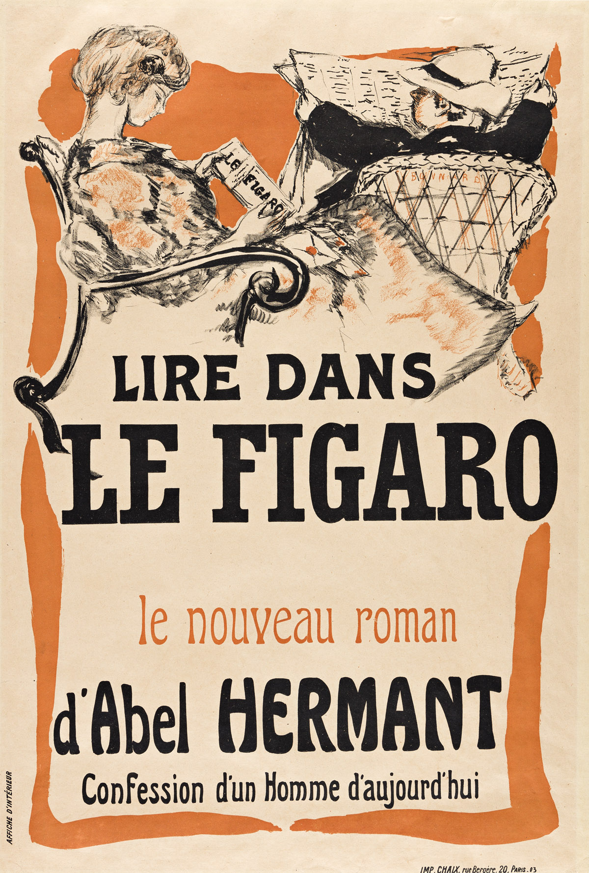 PIERRE BONNARD (1867-1947).  LIRE DANS LE FIGARO. 1903. 22¼x15 inches, 56½x38 cm. Chaix, Paris.